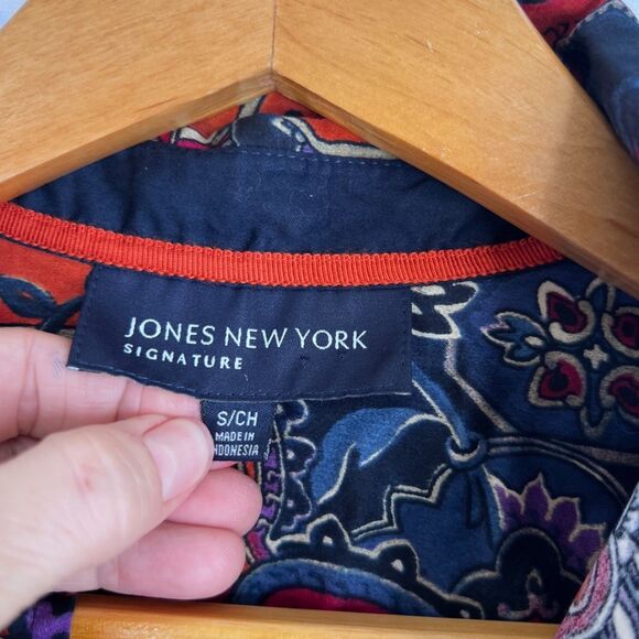 Jones New York 100% Cotton Dark Maximalist Print Button Down Shirt Size Small - Picture 5 of 8
